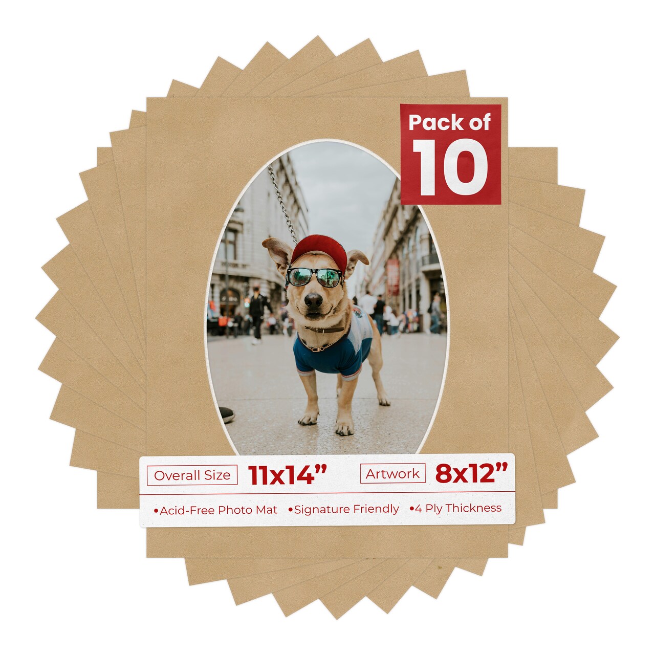 Beige Suede Mat Board for 11x14 Frames - Oval Opening for 8x12 Photos